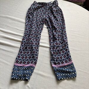Zara Women’s Boho Wide Leg Pants XS Blue Red Print Viscose